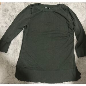 Cable & Gauge Olive Green Tunic Sweater Ribbed Trim Long Sleeve Pullover medium